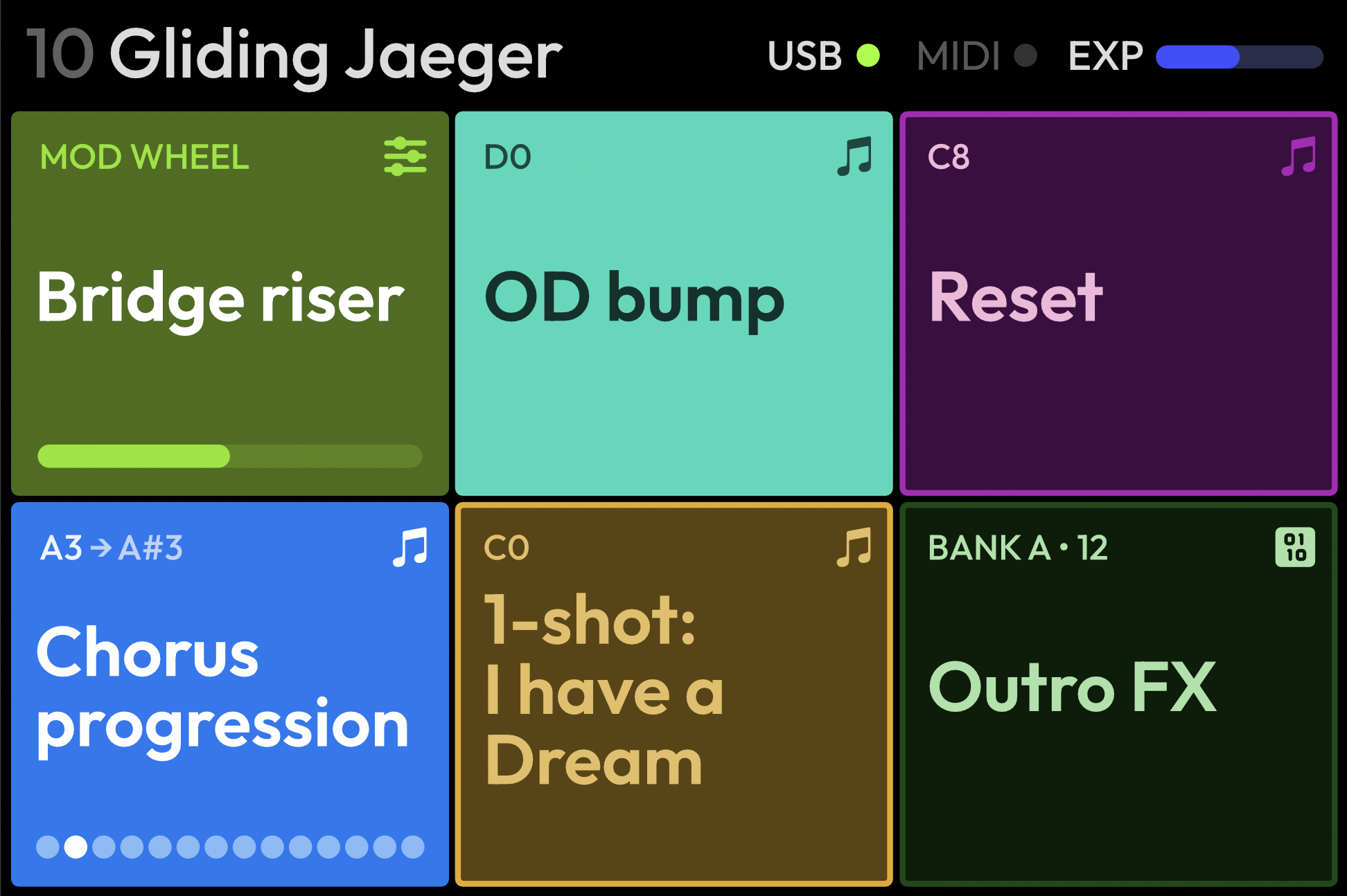 Phat Controller UI prototype synthesising ideas from visual-language explorations
